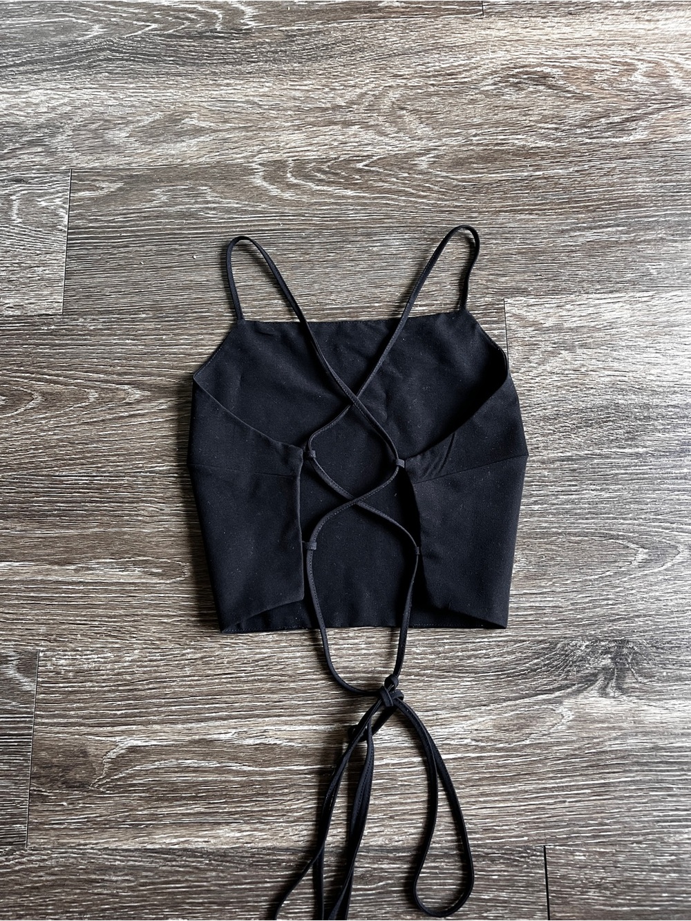 Black Lace-Up Crop Cami